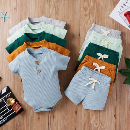 Baby Kurzarm-Set – Verstellbarer Strampler & Shorts